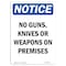 Signmission OSHA Sign, 14" H, 10" W, Rigid Plastic, NOTICE No Guns Knives Or Weapons On Premises Sign, Portrait OS-NS-P-1014-V-16136 - alternate 1